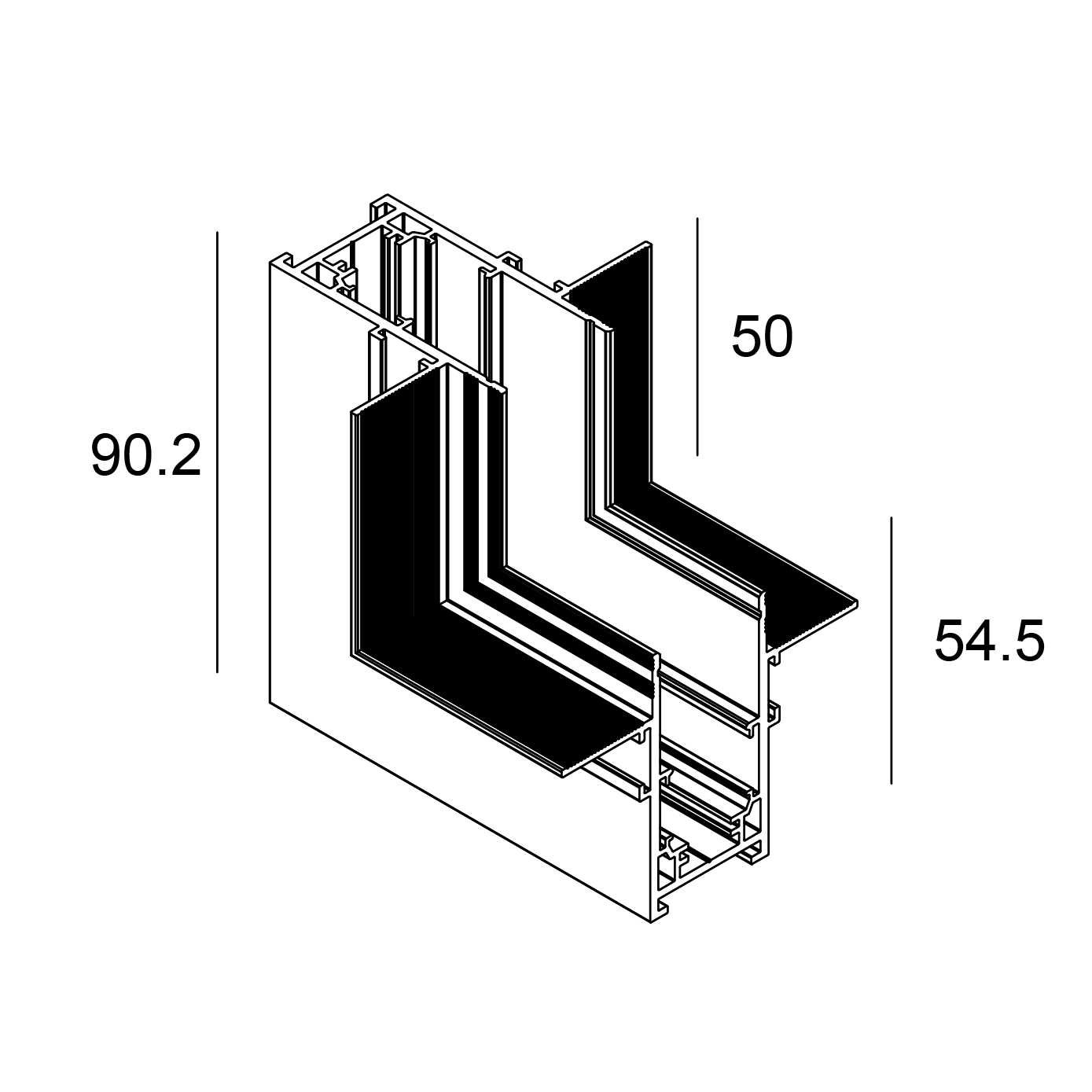 DuraGreen Deco 48V Trimless Track Inner Vertical L Connector